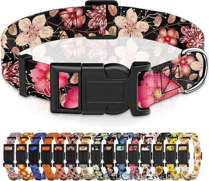 Dog Collar for Boys Girls, Flower Puppy Collar for Small Medium Large Dogs by Seyezo