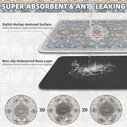 PUPTECK Dog Food Mat, Absorbent Pet Feeding Bowl Mat, Non-Slip Dog Mat - Image 3