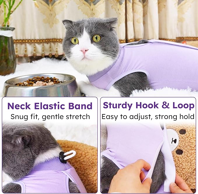 Cat Recovery Suit for Spay Abdominal Wound, Breathable Kitten Onesie for Cats - Image 3