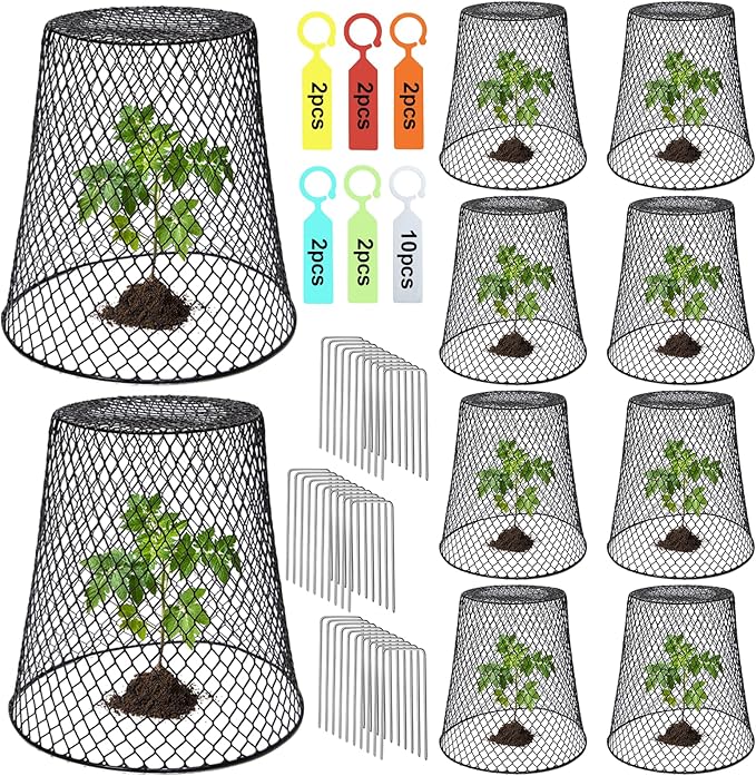 10 Pcs Chicken Wire Cloche Plant Covers Garden Netting Metal Heavy Duty Plant by Dukelai