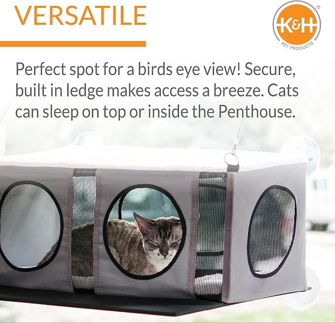 K&H Pet Products EZ Mount Cat Window Perch Penthouse 2-level Tree, Sturdy - Image 2