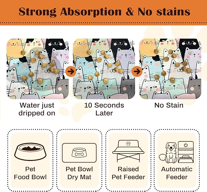 Pet Feeding Mat for Floors Waterproof Dog Mat for Food and Water Absorbent - Image 2