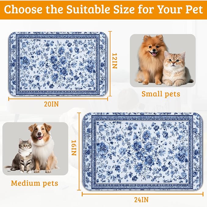 Blue Flower Dog Food Mat, Absorbent Pet Feeding Mat - Image 6