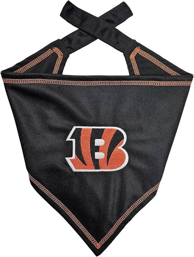 Pets First NFL Cincinnati Bengals TIE Bandana, Large/X-Large. Dog Bandana Scarf by PETSFIRST