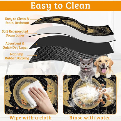 Dog Bowl Mat, Moon Sun Pet Feeding Mat - Image 5