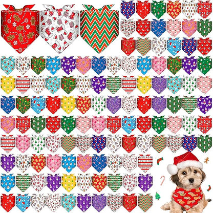Sanwuta 120 Pcs Christmas Dog Bandanas Bulk Xmas Bandanas by Sanwuta