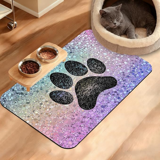 Pet Feeding Mat, Dog Paw Absorbent Dog Cat Food Mat Dog Mat by Unknown