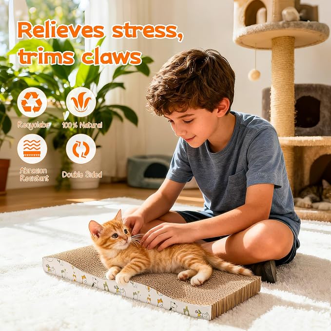 PatiencET Cat Scratch Pad 2 Pack, Waved Cardboard Cat Scratcher - Image 5