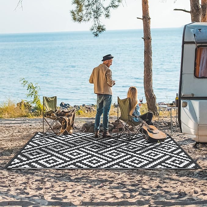 GENIMO 5x8 Outdoor Rug Waterproof, Reversible Mats, Outdoor Area Rug, Plastic - Image 2