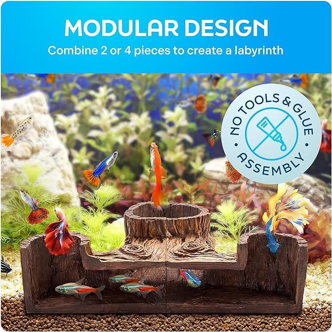 FISHNOSH Aquarium Cave | Natural-Looking Wood-Like BPA-Free Fish Tank Cave - Image 4