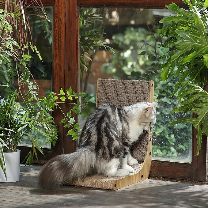 FUKUMARU Cat Scratcher, 18.7 Inch L Shape Cat Scratch Pad Wall Mounted - Image 4