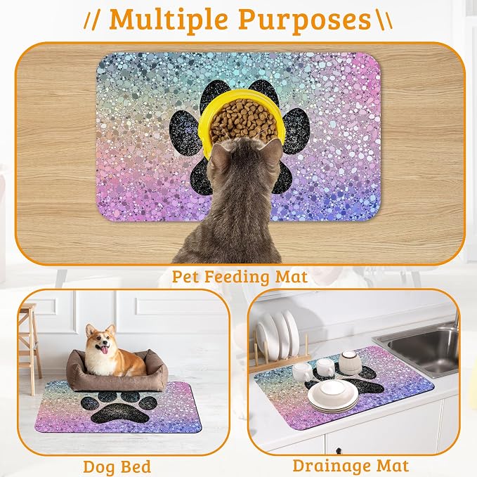 Pet Feeding Mat, Dog Paw Absorbent Dog Cat Food Mat Dog Mat - Image 7