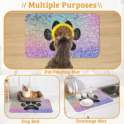 Pet Feeding Mat, Dog Paw Absorbent Dog Cat Food Mat Dog Mat - Image 7