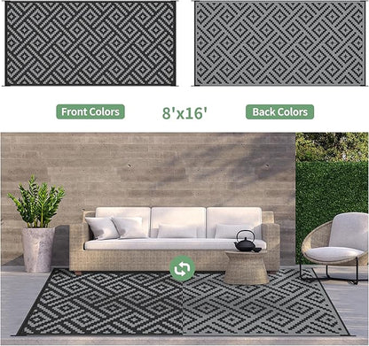 GENIMO Outdoor Rug for Patio Clearance, Reversible Plastic Straw Rugs for RV - Image 2