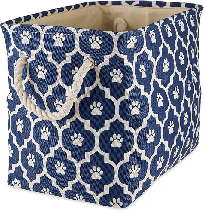 Bone Dry Pet Storage Collection Lattice Paw Print, Nautical Blue, Medium - Image 3