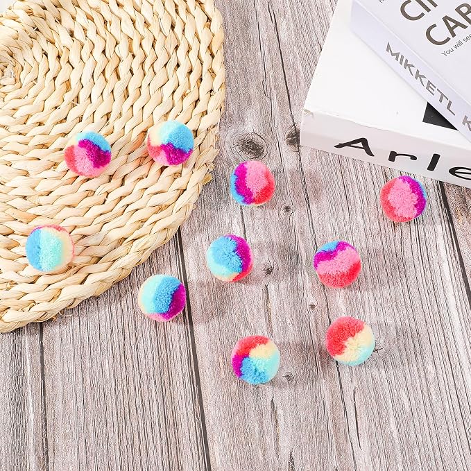 KALIONE 30 Pcs Soft Plush Cat Ball 1.2-inch Rainbow Cat Toy Balls Fuzzy Kitty - Image 5
