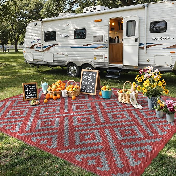 GENIMO Outdoor Rug for Patio Clearance, Lightweight Waterproof RV Camping Mat by GENIMO