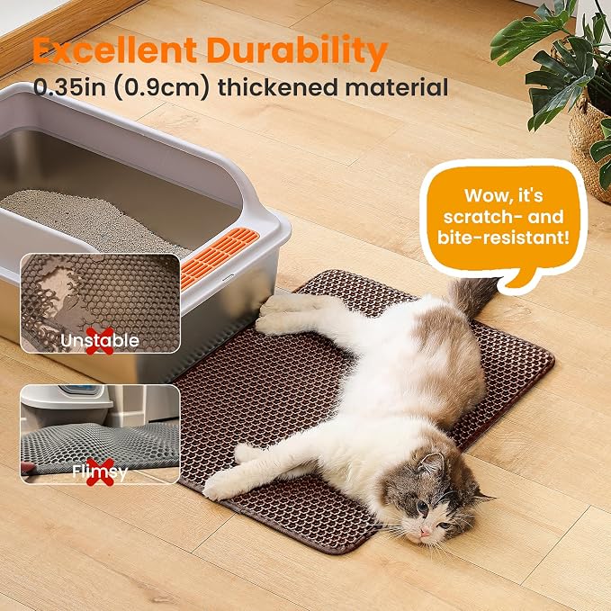 Cat Litter Mat, 24x18 Inches Large Double Layer Honeycomb Cat Litter Trapping - Image 6