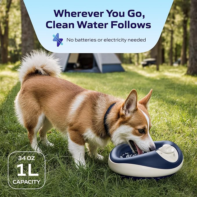 Filtered Portable Dog Water Dispenser, 1L / 34oz, Automatic Pet Water Dispenser - Image 6