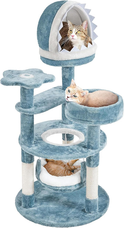 Yaheetech 45.5in Ocean-Themed Cat Tree Multi-Level Cat Tower, Plush Pet by Yaheetech