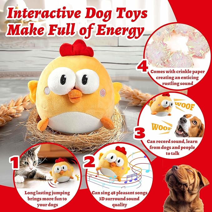 Interactive Dog Toys, Squeaky Moving Ball Toy - Image 4