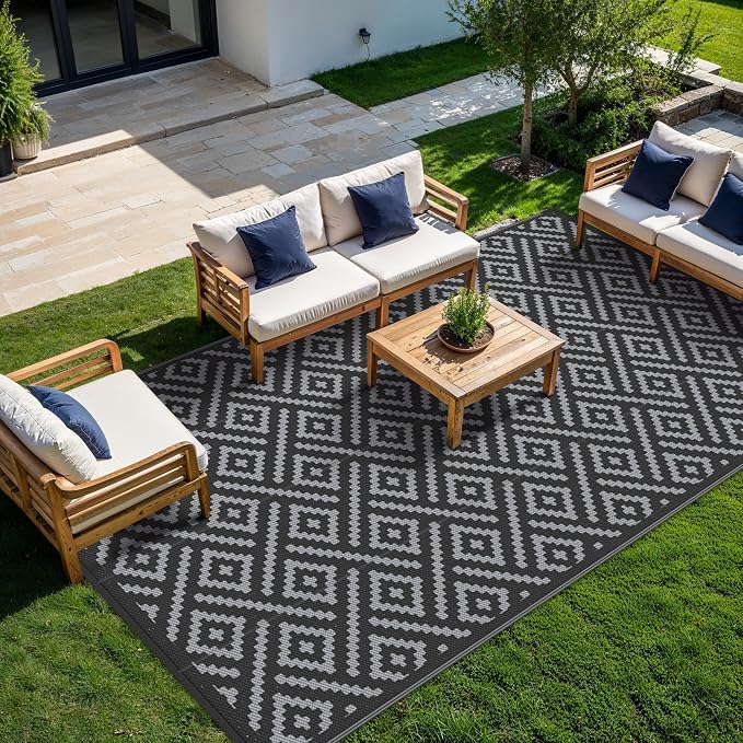 GENIMO Outdoor Rug for Patio Clearance, 10x14 Waterproof Large Mat, Reversible - Image 2
