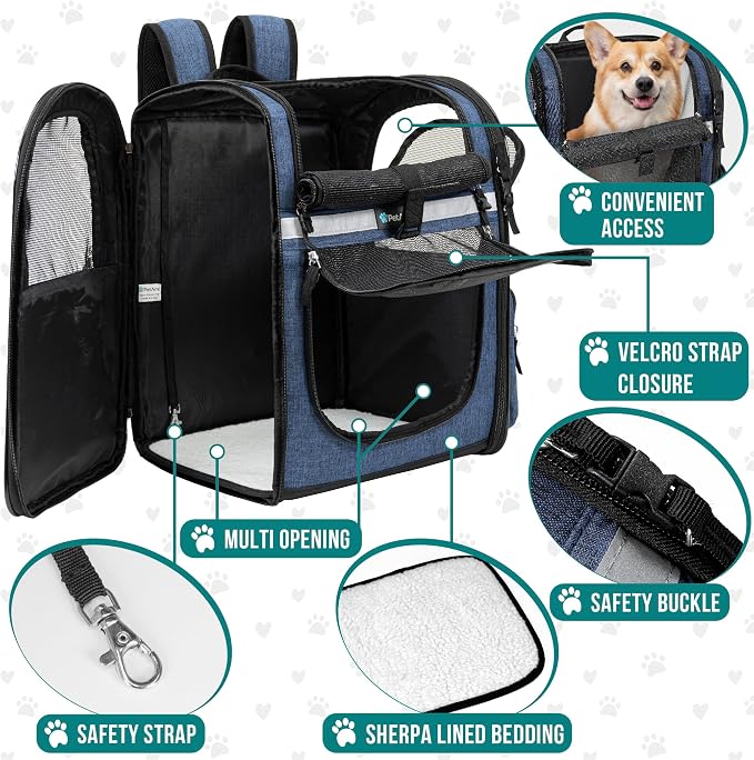 PetAmi Dog Backpack Carrier for Small Large Cat, Ventilated Pet Hiking Backpack - Image 4