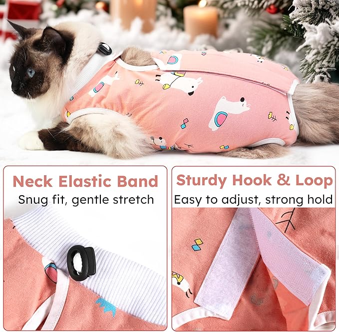 Cat Recovery Suit for Spay Abdominal Wounds, Breathable Cat Onesie for Cats - Image 3