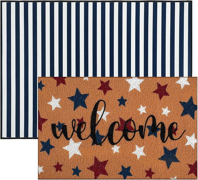 Tinideya 2 Pcs Door Mat Welcome Non Slip Coir Mats Floor Layering Doormats - Image 6
