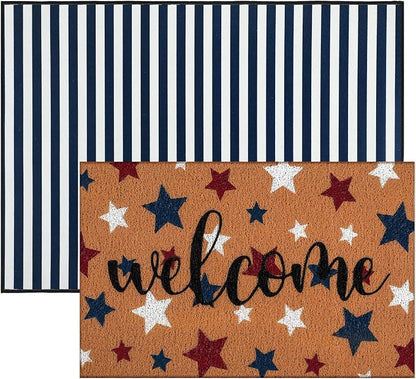 Tinideya 2 Pcs Door Mat Welcome Non Slip Coir Mats Floor Layering Doormats - Image 6