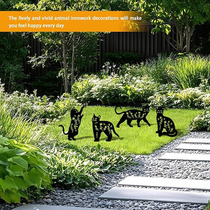 4 Pack Cat Metal Garden Decorative Stakes, Weather Proof Silhouette Statues - Image 6