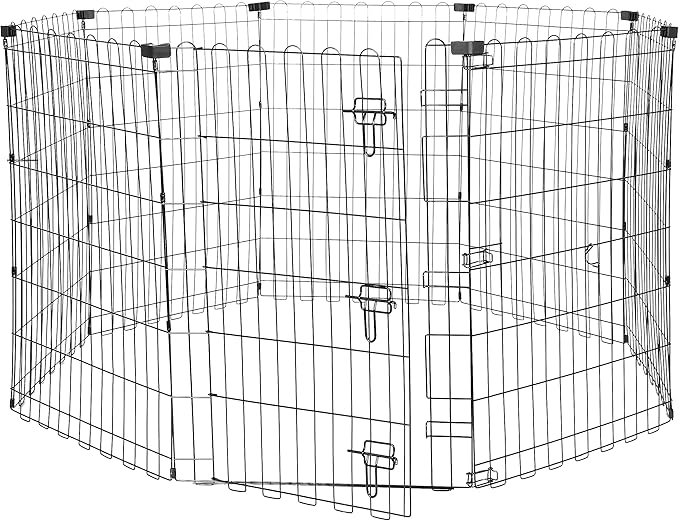 Amazon Basics Foldable Metal Exercise Dog Playpen, Indoor/Outdoor, Single Door by AmazonBasics