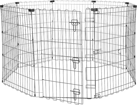 Amazon Basics Foldable Metal Exercise Dog Playpen, Indoor/Outdoor, Single Door by AmazonBasics