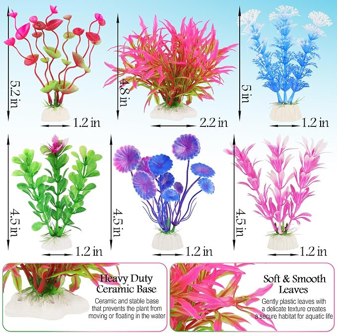 MyLifeUNIT Fish Tank Plants, 7 Pieces Colorful Aquarium Plants and Coral Reef - Image 6