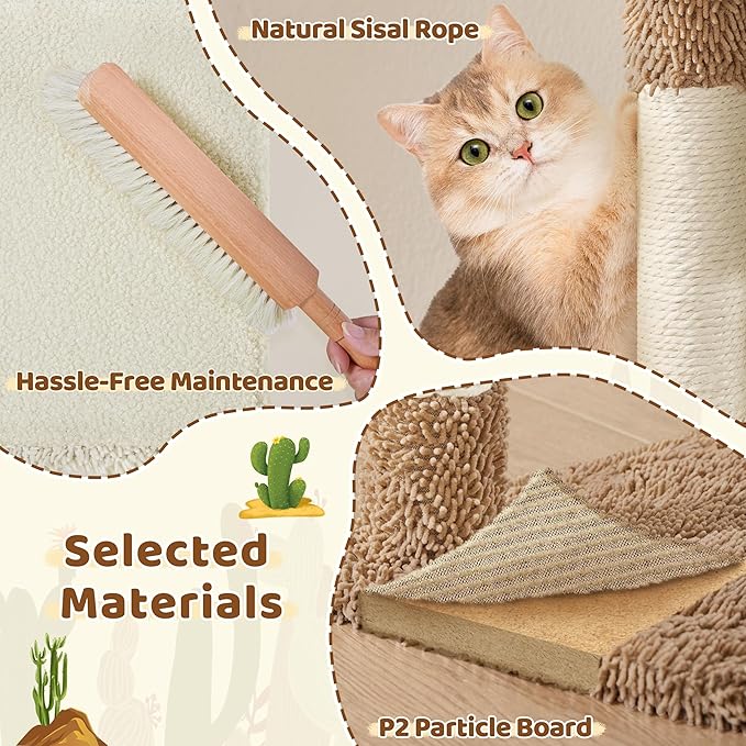 Yaheetech Cactus Cat Tree, 42in Cat Tower - Image 9