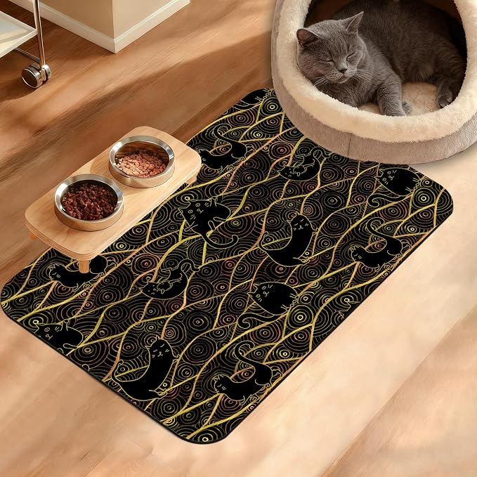 Japanese Cats Feeding Mat, Absorbent Quick-Dry Cat Dog Food and Water Bowl Mats by Unknown