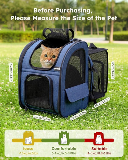 Pecute Cat Backpack Carrier Expandable, Pet Backpack - Image 2