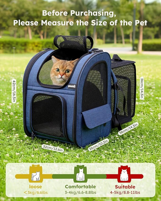 Pecute Cat Backpack Carrier Expandable, Pet Backpack - Image 2