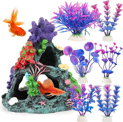 MyLifeUNIT Fish Tank Decorations, 7 Pieces Aquarium Plants Set by MyLifeUNIT