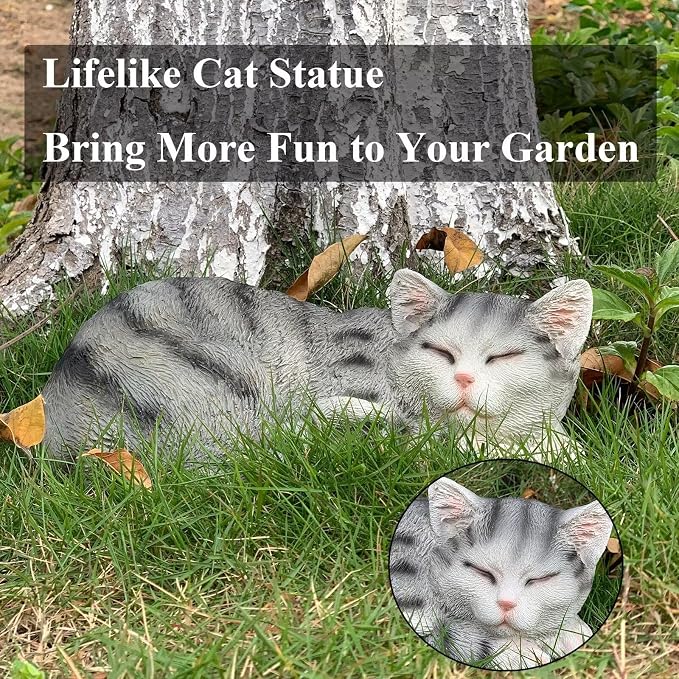 GARDEN WHISPER Cat Statue, Contemporary, Outdoor / Indoor Decor, 11.4" L x 7.1" - Image 6