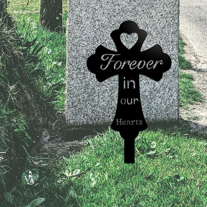 Grave Decorations for Cemetery: Forever in Our Hearts Metal Pet Grave Marker - Image 5