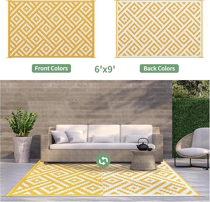 GENIMO Outdoor Rug for Patio Clearance, Lightweight Waterproof RV Camping Mat - Image 5