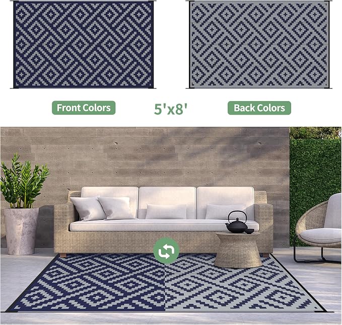 GENIMO Outdoor Rug for Patio Clearance, Reversible Plastic Straw Rugs for RV - Image 4