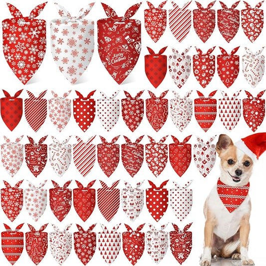 Abbylike 50 Pcs Valentines Day Dog Bandanas Bulk Red and White Polka Dots by Abbylike
