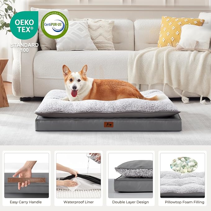2-Pack Waterproof Dog Bed Medium Size Dogs, Plush Cushion & Orthopedic - Image 6