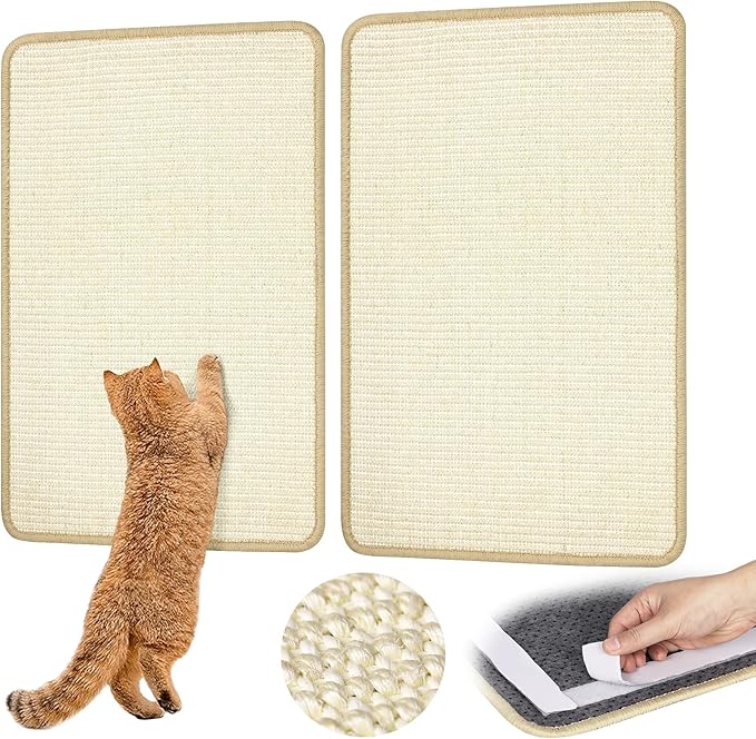 White Cat Scratching Mat Sisal, 2 Packs Sisal Fabric Large Cat Scratching Pad by GraciadecoStorage