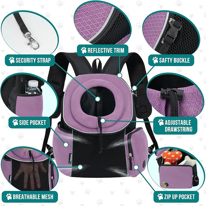 PetAmi Adjustable Cat & Dog Front Chest Carrier Backpack, Ventilated - Image 4