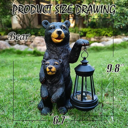 Black Bear Solar Lantern Garden Statues，Loving Bear Figurine Lights - Image 3