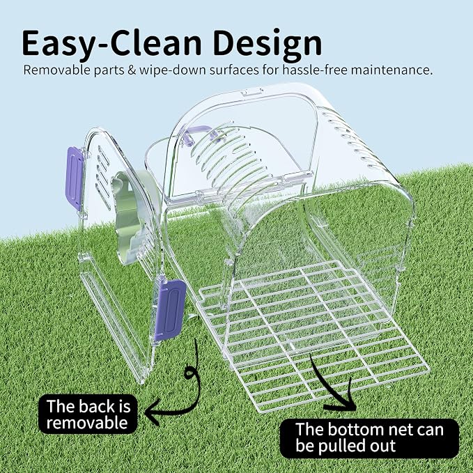 Bird Travel Carrier Cage with Metal Perch, Bottom Mesh, Food Bowl Tray - Image 7