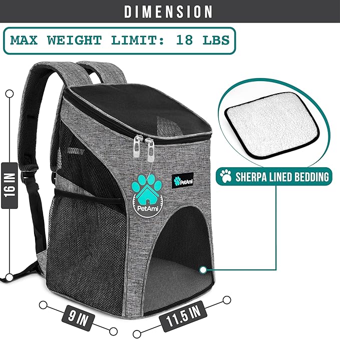 PetAmi Small Dogs and Cat Backpack Carrier, Airline Approved Pet Backpack - Image 2